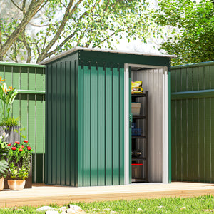 5 x 3 FT Outdoor Storage Shed with Sliding Door and Sloped Roof, Steel Frame Garden Shed Tool Equipment – view 14