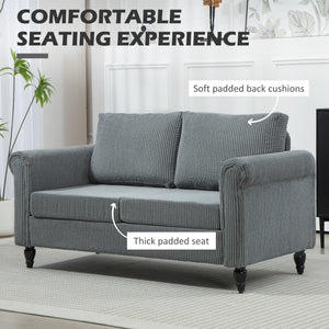Vintage Loveseat, Upholstered Love Seat Furniture, Chenille-feel Fabric 2 Seater Sofa Couch with Rolled – view 24