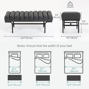 Bedroom Bench PU Leather End of Bed Bench with Cylindrical Seat and Metal Legs for Bedroom Living Room – view 2