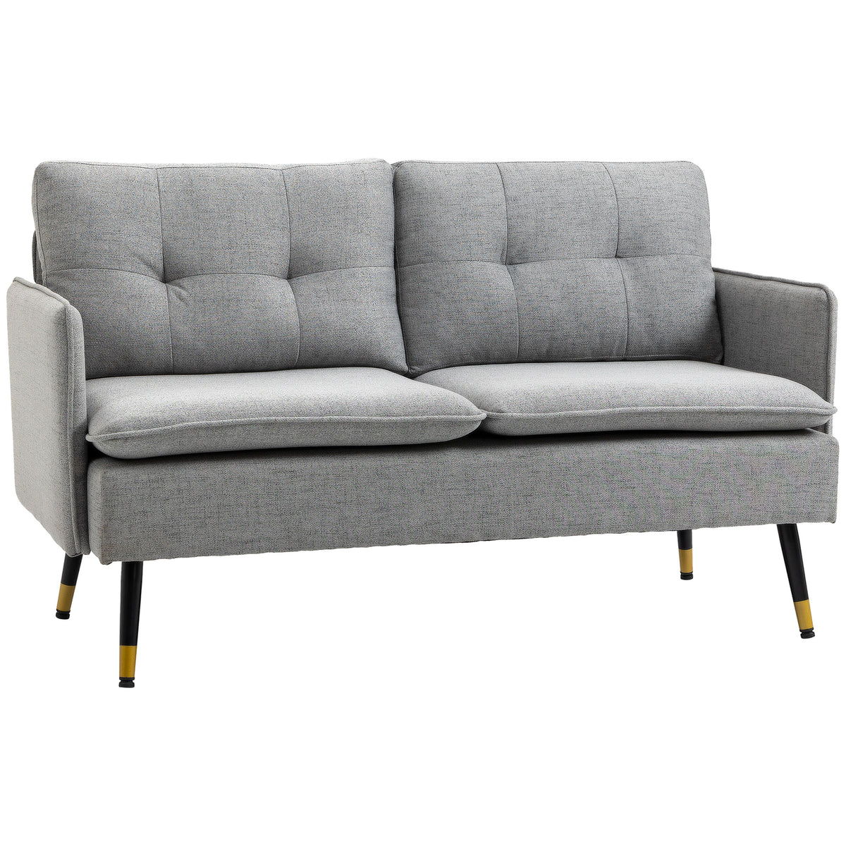 55" Loveseat Sofa, Linen Love Seat w/ S spring, Steel Legs and Button Tufting, Small Couch for Living Room – view 22