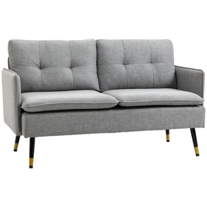 55" Loveseat Sofa, Linen Love Seat w/ S spring, Steel Legs and Button Tufting, Small Couch for Living Room – view 22