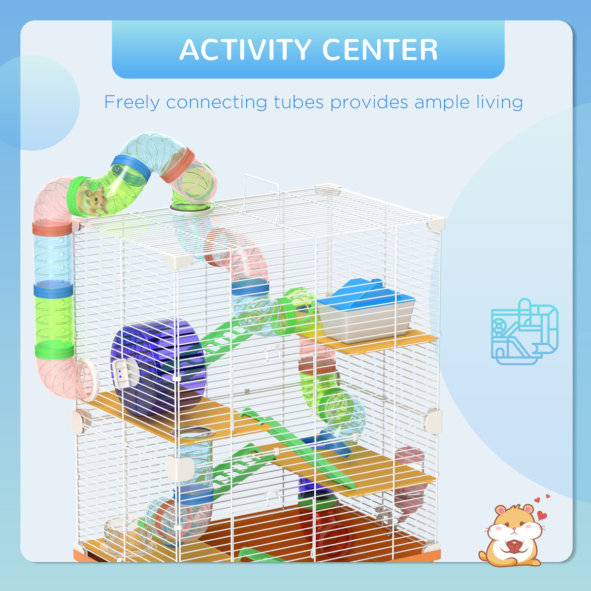 5 Tiers Hamster Cage Portable with Exercise Wheels Play Tube Water Bottle Dishes House Ladder for Gerbils – view 24
