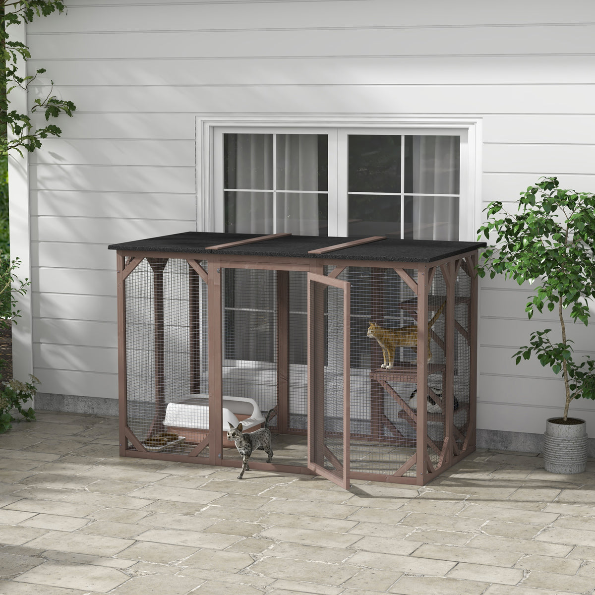 71"L Catio Outdoor Cat Enclosure, Indoor Cat Cage, Pet House, Small Animal Hutch for 1-2 Rabbit, Kitten – view 7