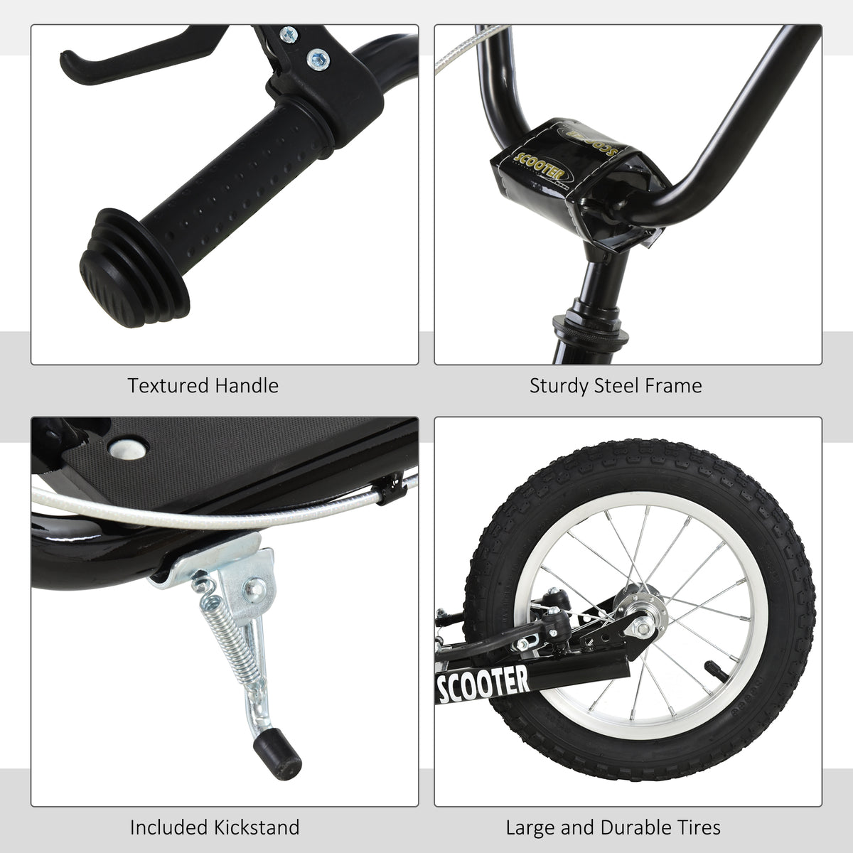 Aosom Youth Kick Scooter with Adjustable Handlebar and 16'' Inflatable Rubber Wheel for Kids and Teens 5+ Year Old