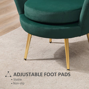 Modern Accent Chair, Velvet-Touch Fabric Leisure Club Chair with Gold Metal Legs for Bedroom, Dark Green – view 6