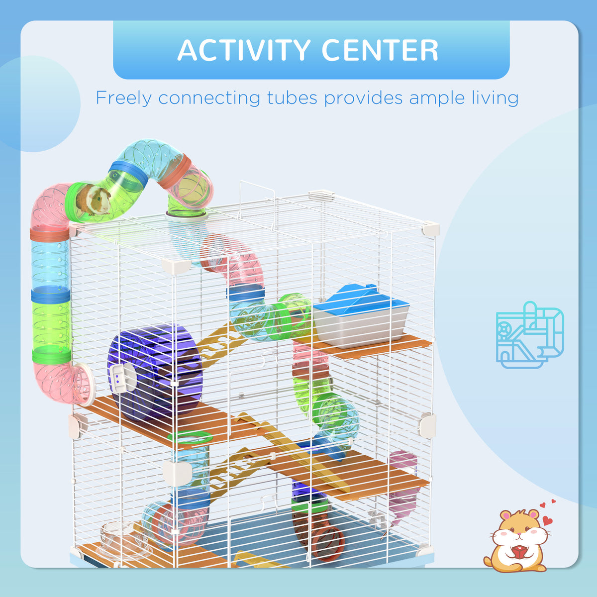 5 Tiers Hamster Cage Portable with Exercise Wheels Play Tube Water Bottle Dishes House Ladder for Gerbils – view 17