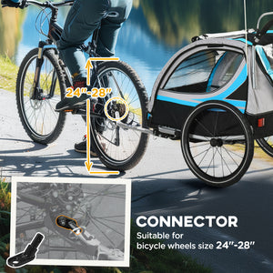Aosom 3-in-1 Bike Trailer for Kids, Running Stroller with 2 Seats, Jogging Cart with 5-Point Harness, Storage Units
