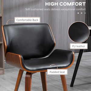 Dining Chairs Set of 2, PU Leather Kitchen Chairs with Upholstered Seats and Solid Wood Legs for Dining Room, Black