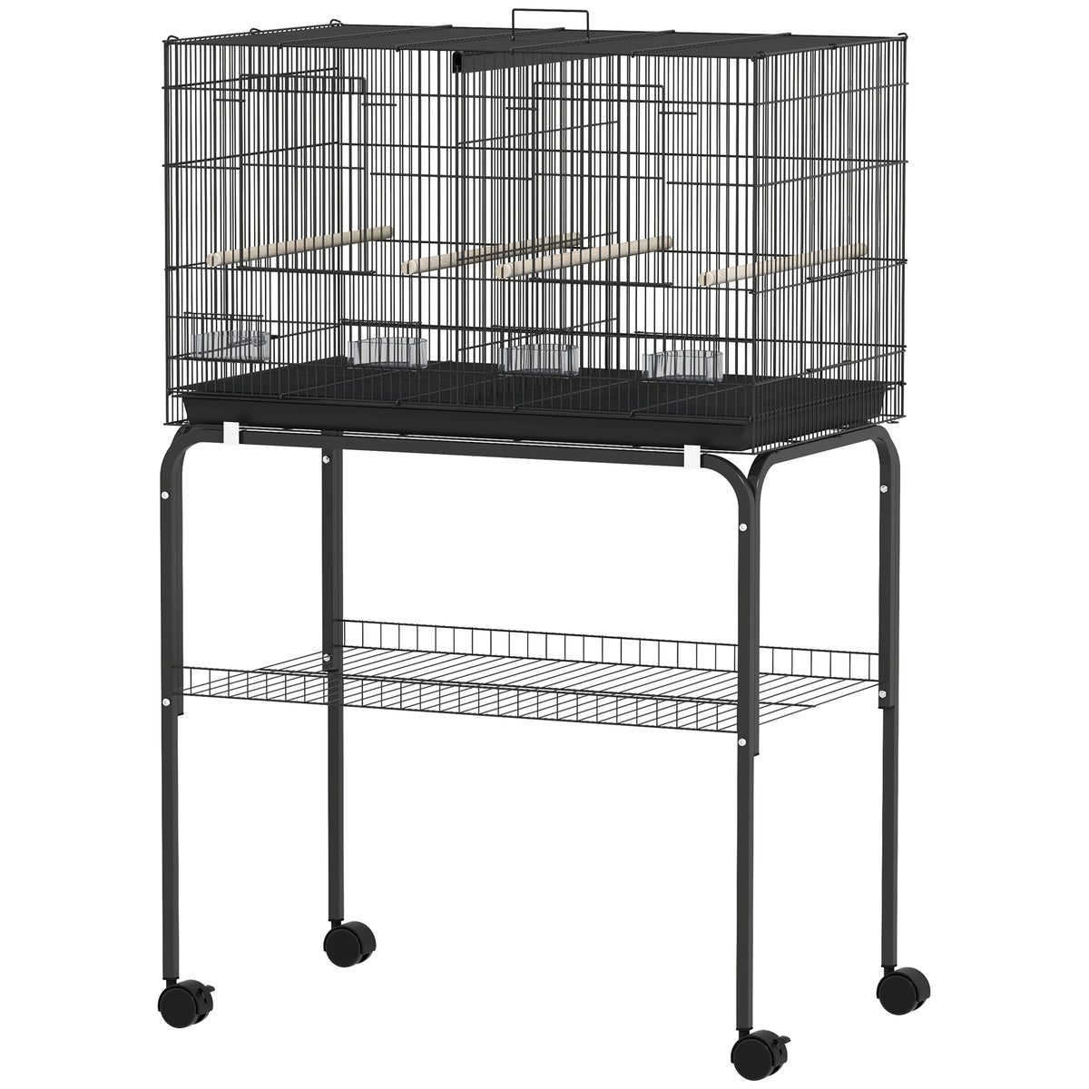 18" H Bird Cage, Large Parakeet Cage for Budgie, Lovebird, Canary, Finches with Divider, Black – view 8