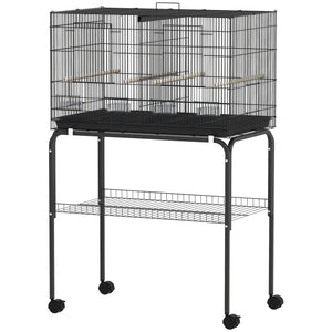 18" H Bird Cage, Large Parakeet Cage for Budgie, Lovebird, Canary, Finches with Divider, Black – view 8