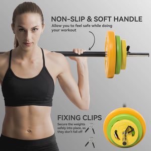 Soozier 44lbs Adjustable Barbell Weight Set with Non-slip Handle for Home Gym
