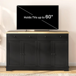 Modern Sideboard, Buffet Cabinet with Storage Drawers, Adjustable Shelves for Living Room, Dining Room, Entryway, Black