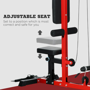 Soozier Lat Pull Down Machine, High / Low Pulley Machine with Adjustable Seat and Flip-Up Footplate