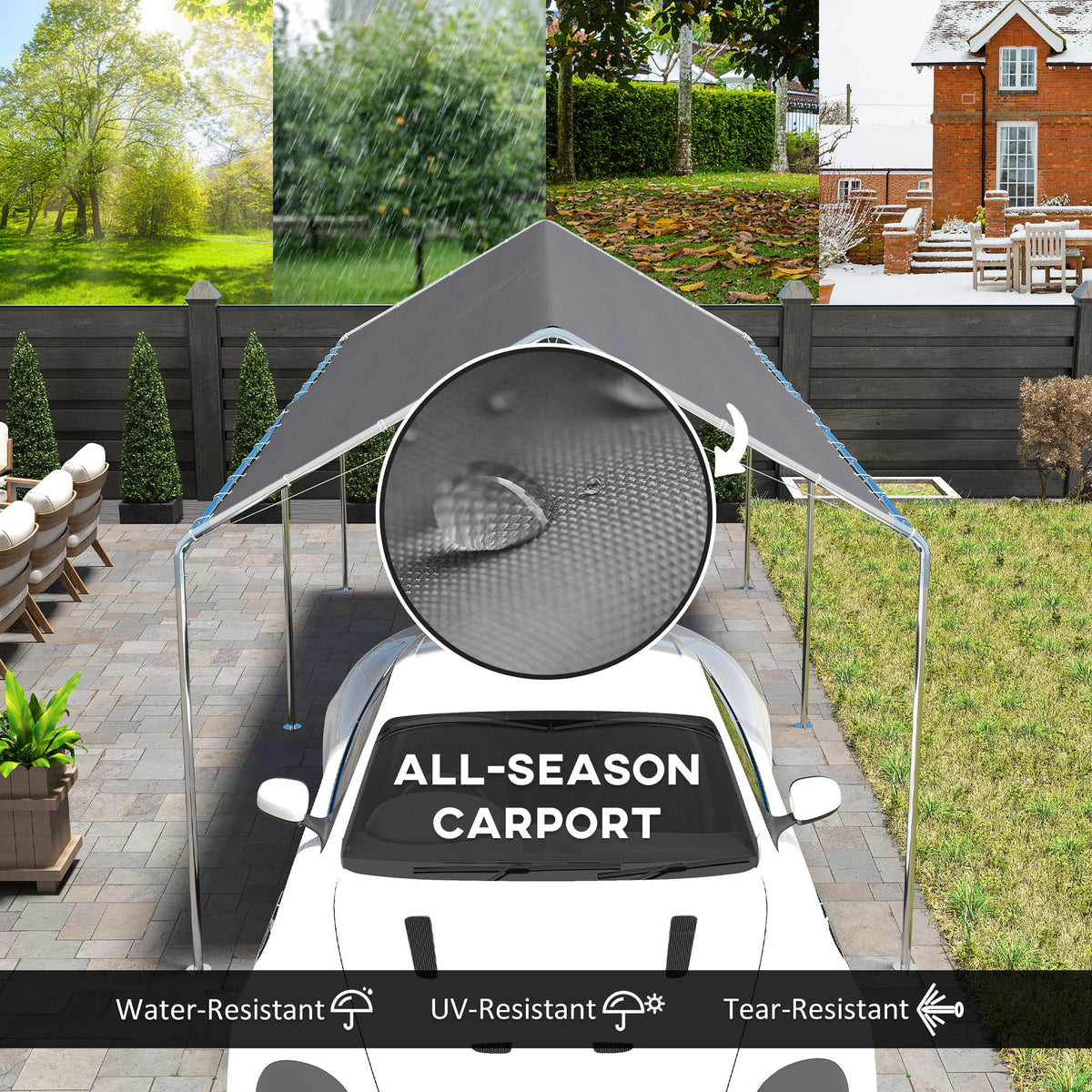 10' x 20' Carport Heavy Duty Galvanized Car Canopy with Included Anchor Kit, 3 Reinforced Steel Cables – view 10