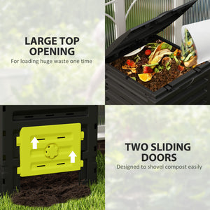 Compost Bin, Garden Composter with 80 Vents and 2 Doors, 120 Gallon (450L), Brown – view 19