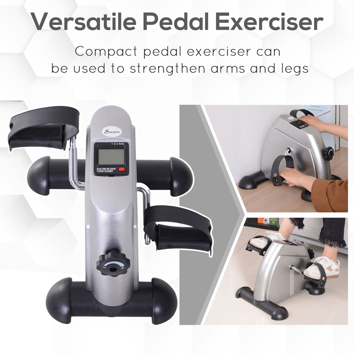 Soozier Portable Mini Pedal Exercise Bike Indoor Cycle Fitness Arm Leg w/ LCD Display