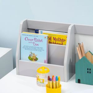 Qaba 2Pcs Kids Desk and Chair Set with Whiteboard, Storage, Shelves