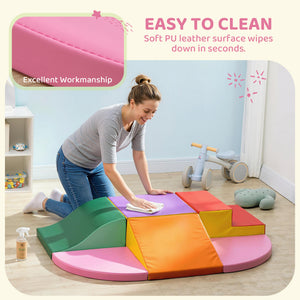 Qaba 6-Piece Soft Play for 12-36 Months Toddlers to Climb, Crawl, Slide