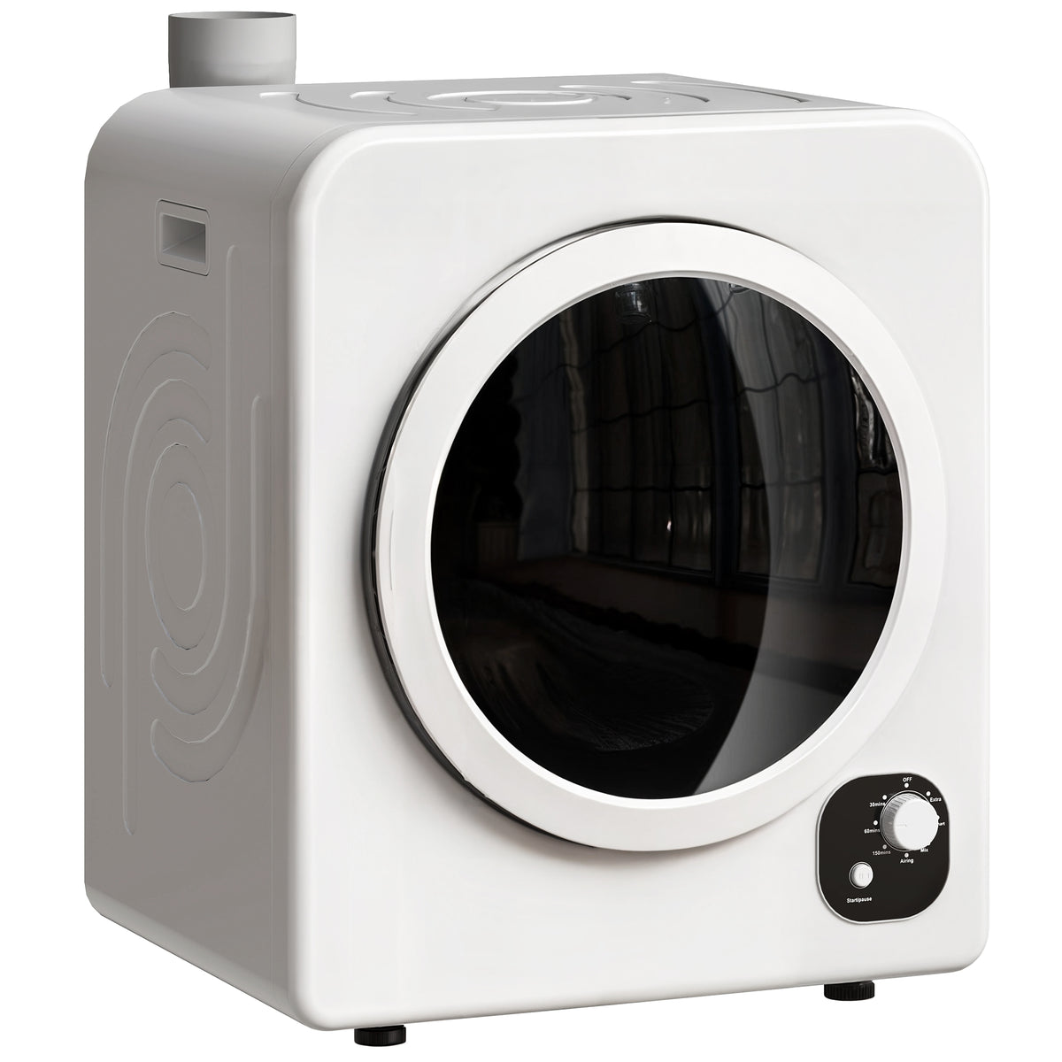 Compact Laundry Dryer, 1300W Portable Clothes Dryer with 4 Drying Modes, Stainless Steel Tub, White