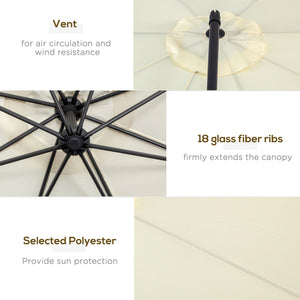 10' Deluxe Patio Umbrella Outdoor Market Parasol Banana Hanging Offset Sunshade Crank Cross Base Black – view 12