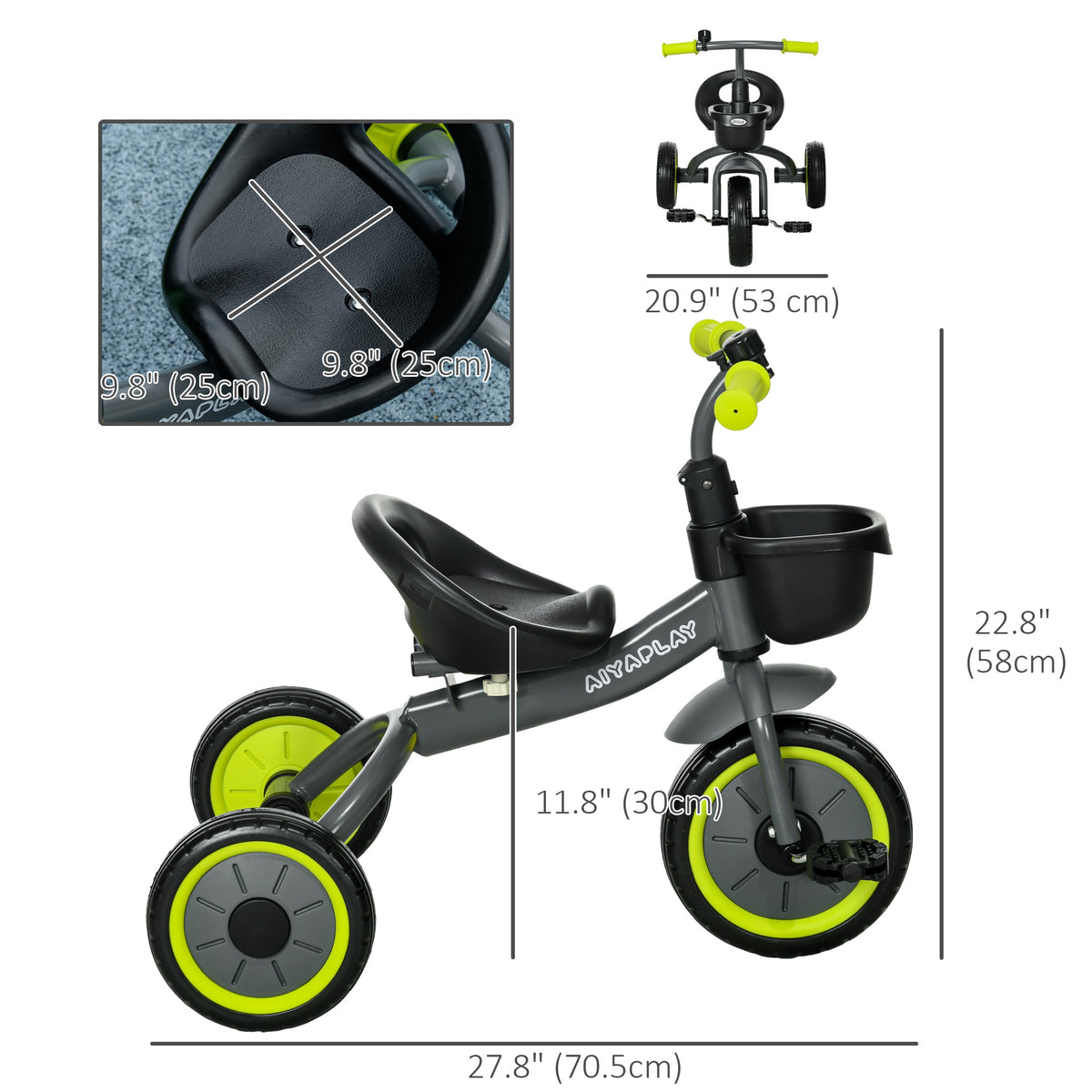 Qaba Tricycle for Toddler 2-5 Year Old Girls and Boys, Toddler Bike with Adjustable Seat, Basket, Bell