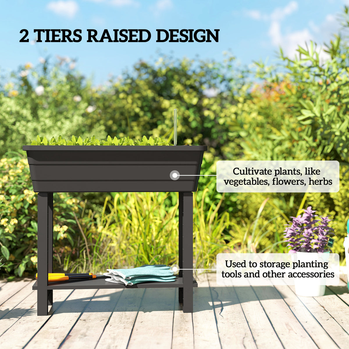 41L Self Watering Raised Garden Bed w/ Ventilation Transparent Lid Greenhouse – view 3