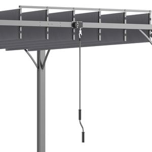 12.8' x 9.7' Outdoor Pergola with Retractable Roof, Aluminium Louvered Pergola Canopy Gazebo for Lawn Garden Patio, Grey