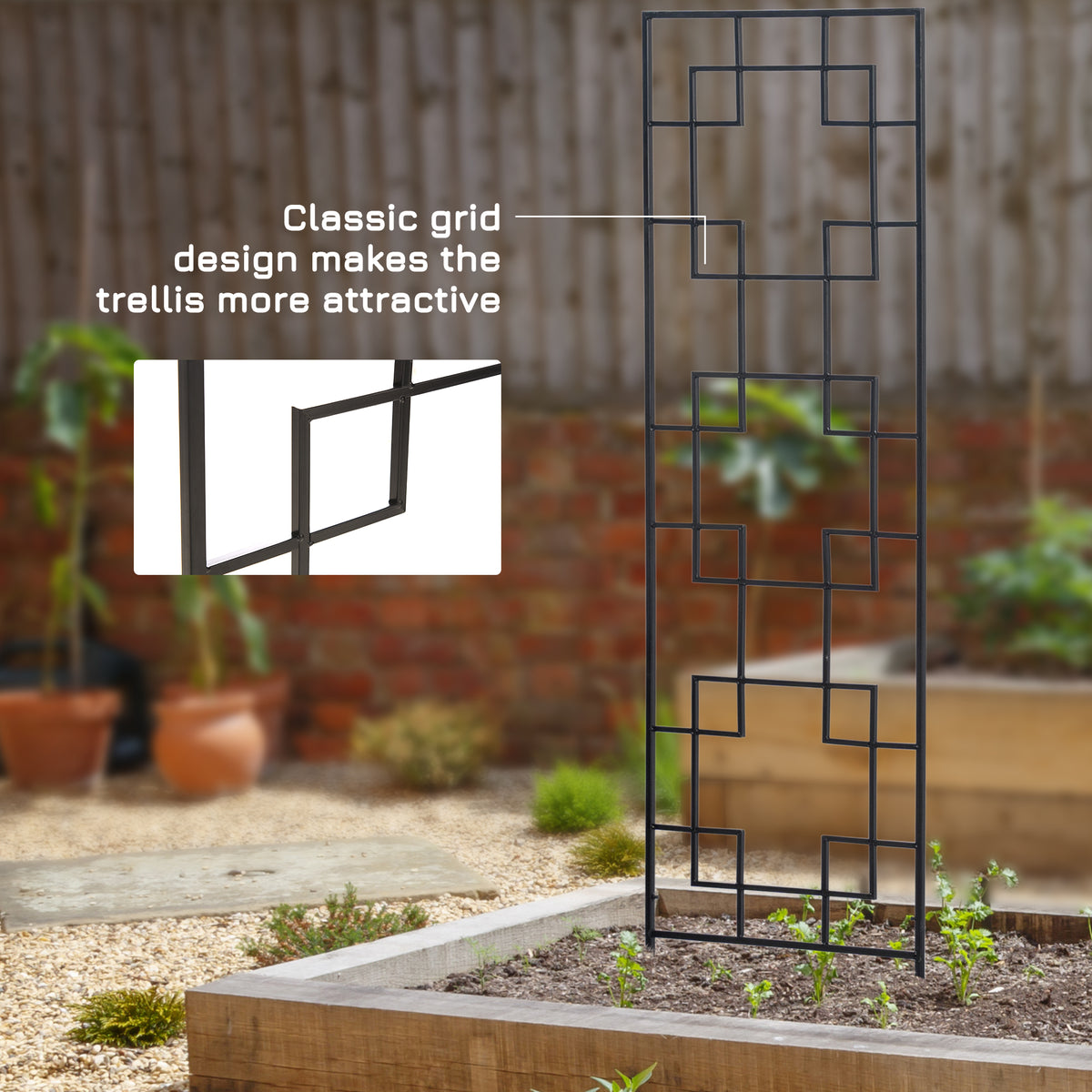 2 Pack Garden Trellis for Climbing Plants, Outdoor Metal Grid Panels for Roses, Vine Flower, Cucumber, Clematis, 72" Tall