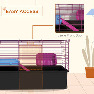 18.5" Small Animal Cage with Water Bottle, Food Dish, Platform, Ramp, Black – view 6