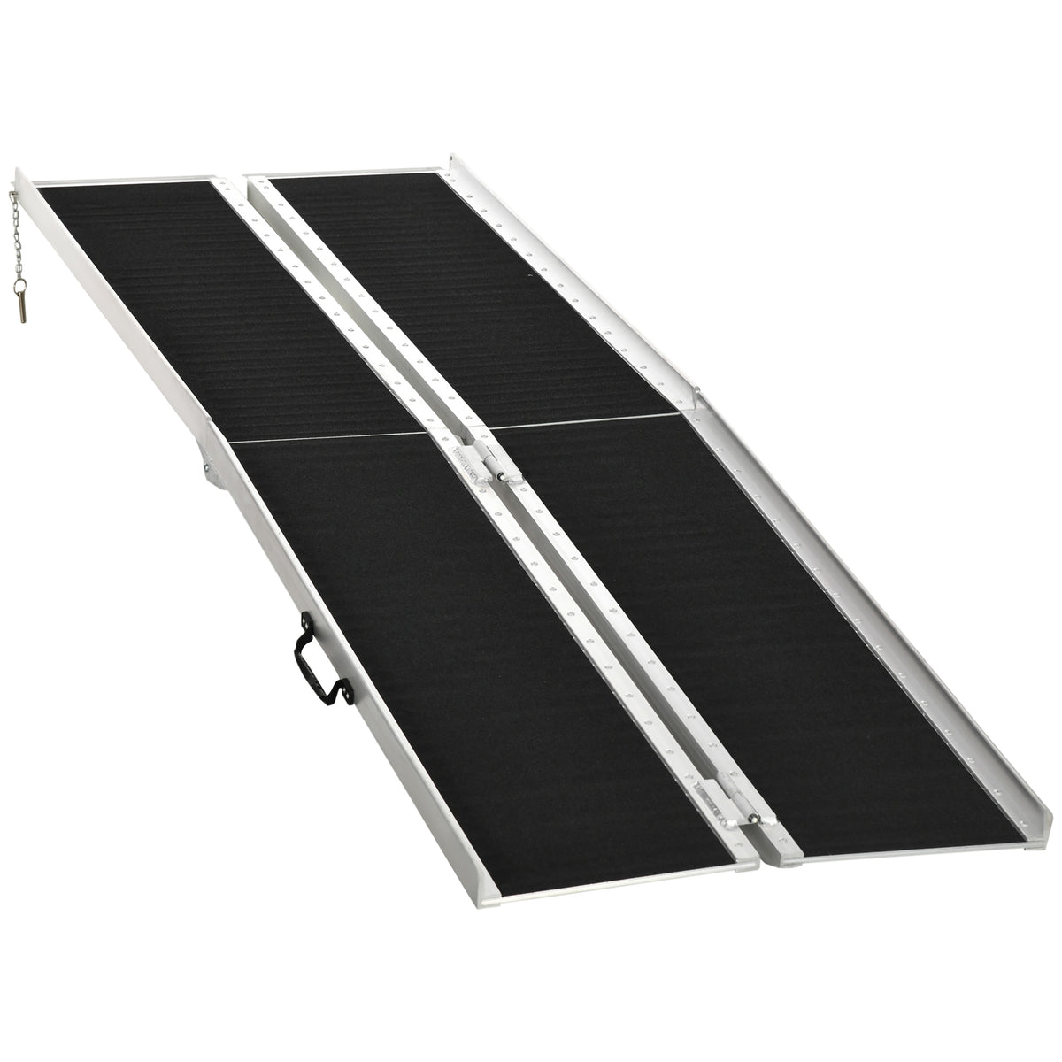 8ft Wheelchair Ramp, 600lbs Capacity Non-Slip Aluminum Folding Handicap Ramp with Reinforced Welded Hinges, for Home Steps, Cars, Scooters and Stairs