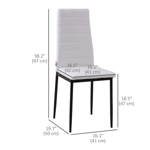 High Back Dining Chairs, Modern Upholstered Linen Fabric Accent Chairs with Metal Legs for Kitchen, Set of 4, White