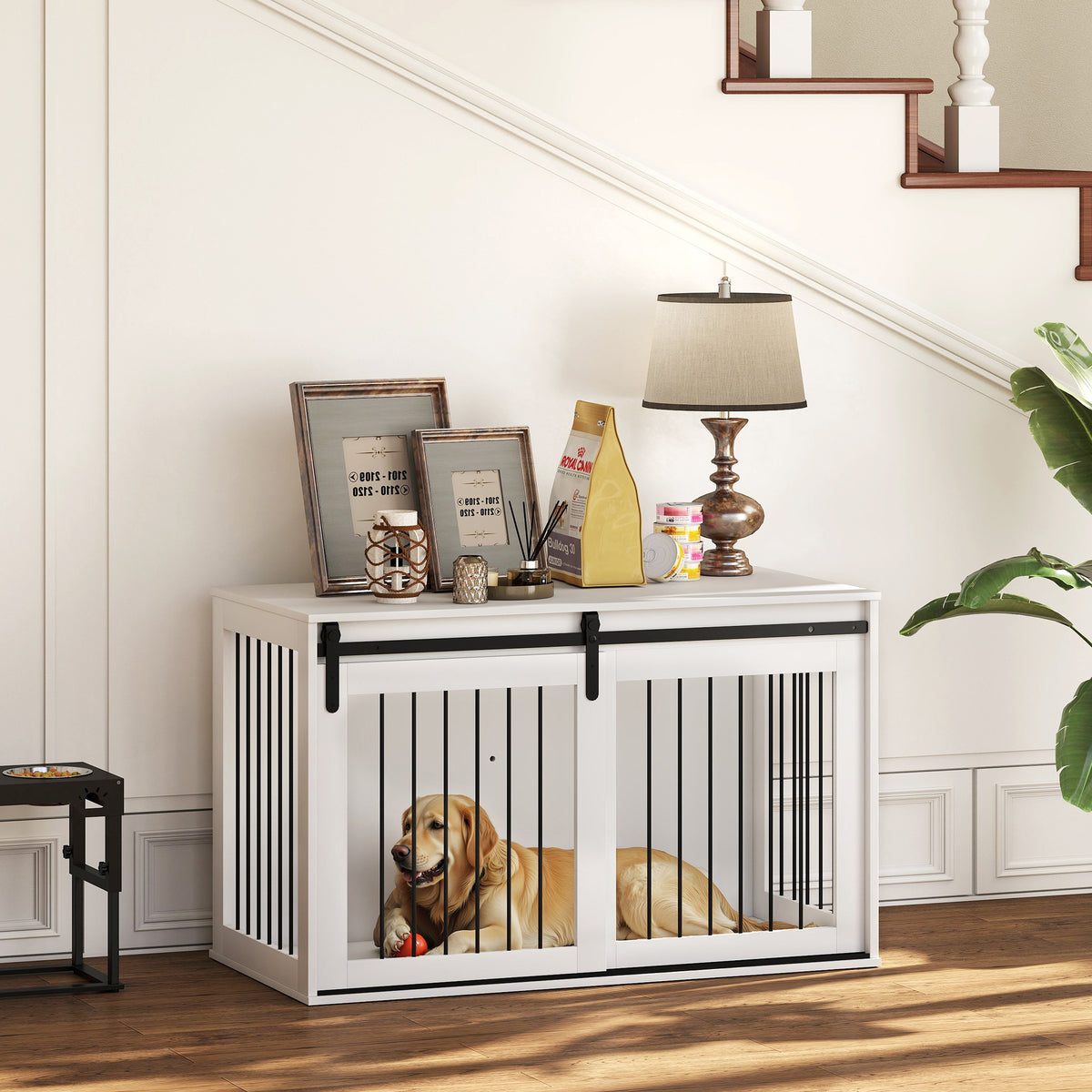 39" Dog Crate Furniture, Dog Crate End Side Table for Large Dogs, White – view 14