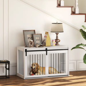 39" Dog Crate Furniture, Dog Crate End Side Table for Large Dogs, White – view 14