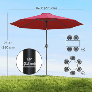 10' x 8' Round Market Umbrella, Patio Umbrella with Crank Handle and Tilt, Outdoor Parasol for Garden, Blue – view 51