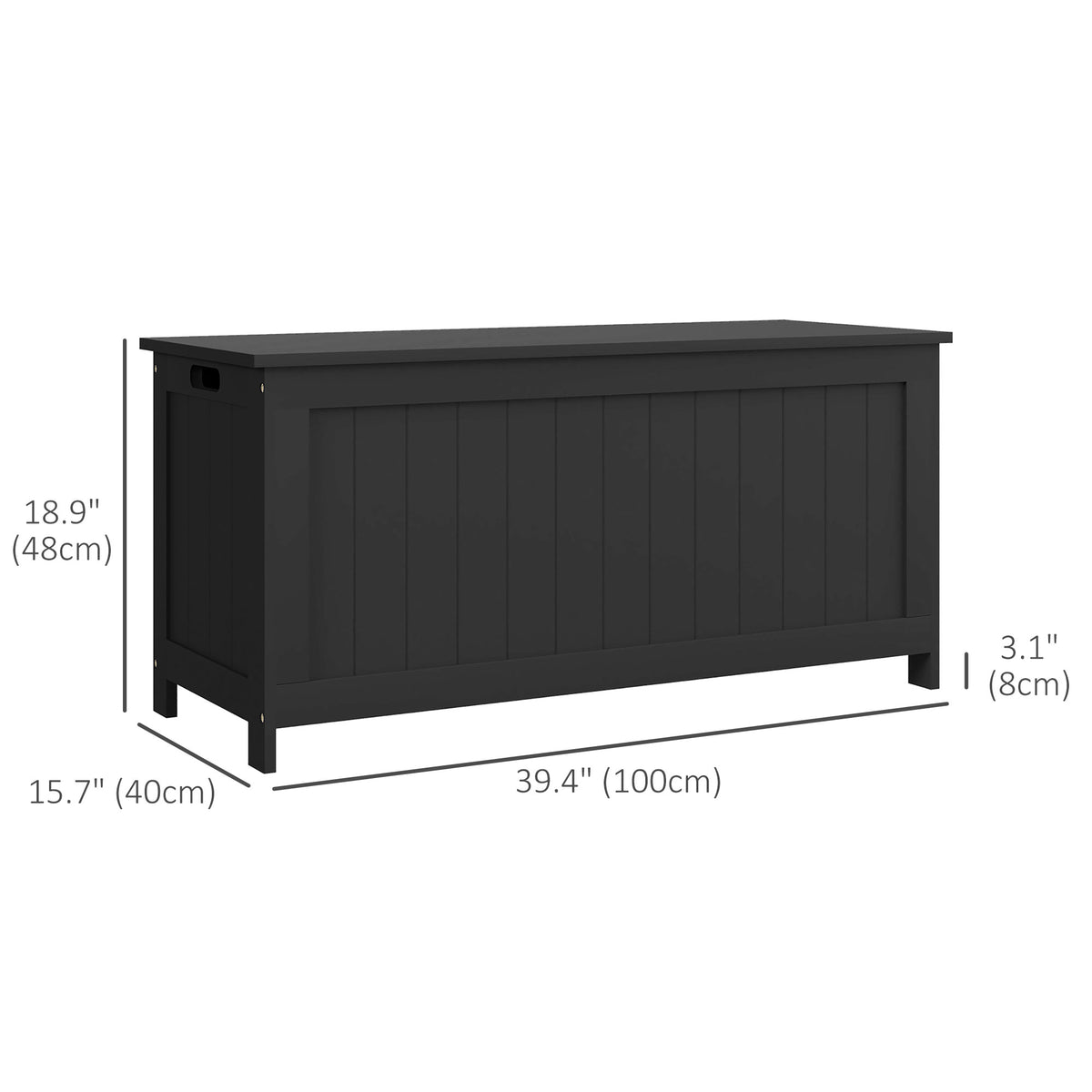 Storage Trunk with 2 Safety Hinges, Modern Entryway Bench with Side Handles, Storage Chest for Living Room – view 2