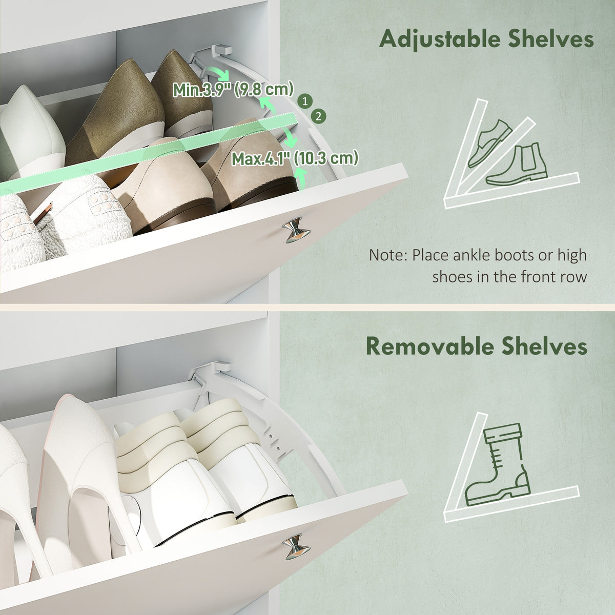 Narrow Shoe Cabinet with 4 Flip Drawers, Shoe Storage Cabinet with Adjustable Shelves, Holds 24–32 Pairs – view 11