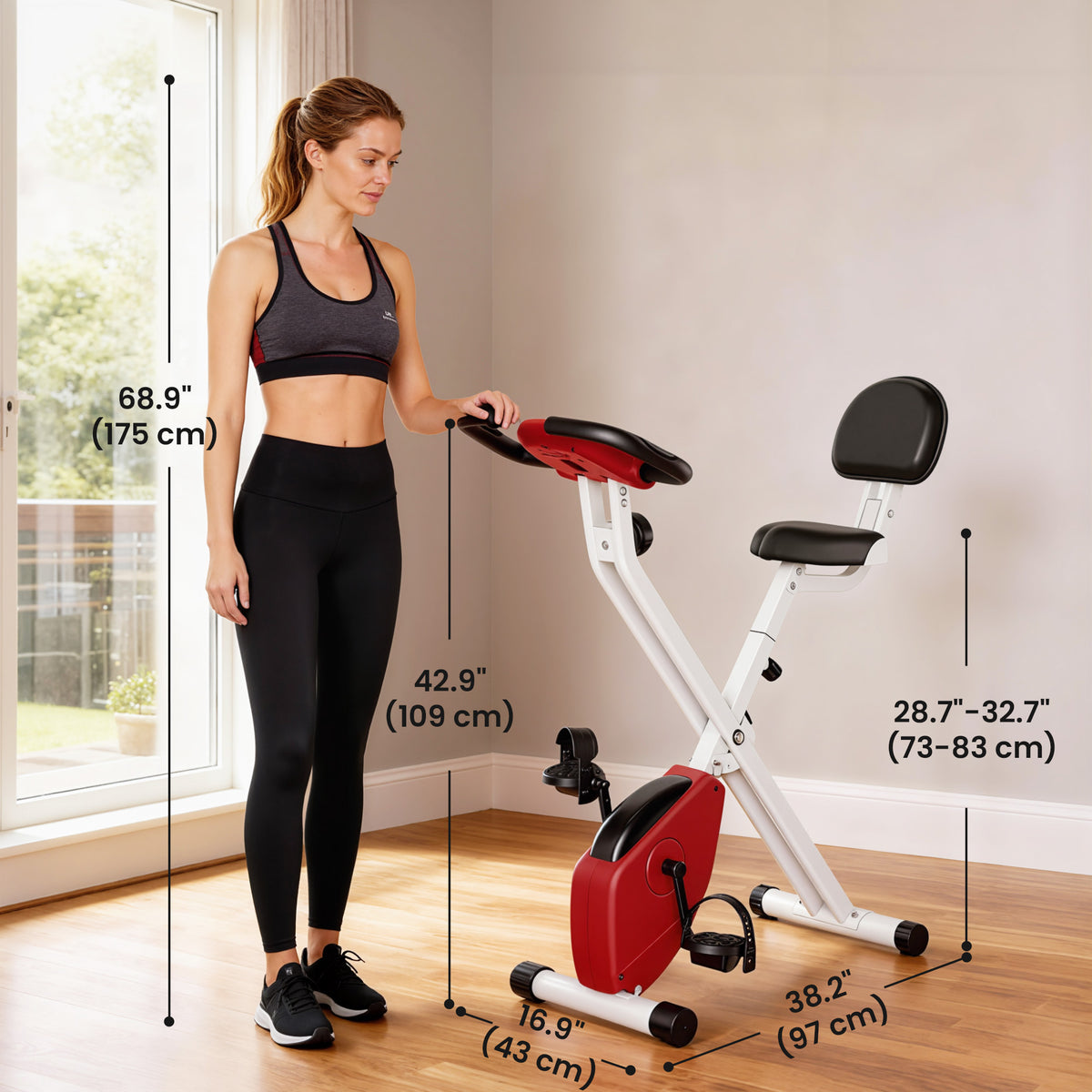 Soozier Foldable Indoor Stationary Bike with 8 Levels of Magnetic Resistance, Exercise Bike for Cardio Workout