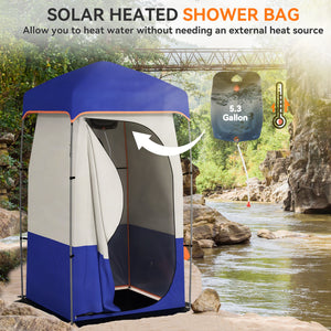 Camping Shower Tent, Portable Privacy Shelter with Solar Shower Bag, Removable Floor and Carrying Bag, Black – view 10