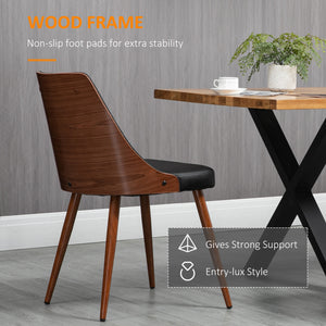 Dining Chairs Set of 2, Tufted Kitchen Chairs, PU Leather Upholstered Seats and Steel Legs for Dining Room, Black
