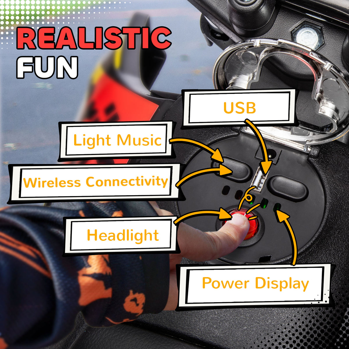 Qaba 12V Aprilia Licenced Kids Electric Motorcycle, Battery-Powered Dirt Bike with Training Wheels for Aged 3-8