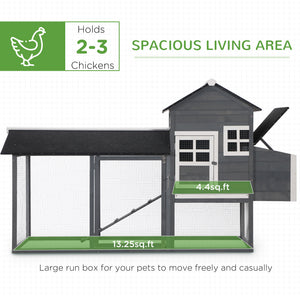 82" Chicken Coop Wooden Hen House Rabbit Hutch Poultry Cage Pen Outdoor Backyard with Nesting Box and Run – view 4