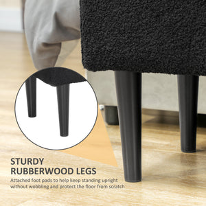 Modern Storage Bench, Ottoman with Storage and Lamb's Wool Upholstery for Living Room, Bedroom, Black – view 4