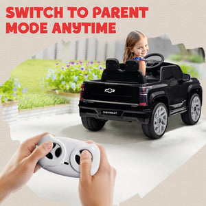 Qaba 12V CHEVROLET SILVERADO EV RST Licensed Kids Car w/ Remote, Spring Suspension, Soft Start, Training Wheels