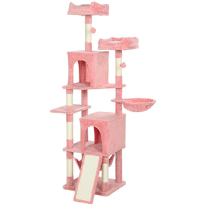 Cat Tree, 70" Multi-Level Cat Tower with 2 Condos, 2 Perches, Hammock, Toy Balls – view 22