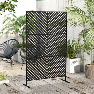 6.5FT Decorative Outdoor Divider, Metal Privacy Screen with Stand, Triangle Style, Black – view 6