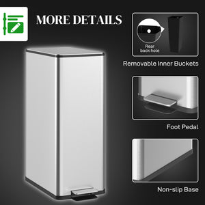 5.3 gal/20 L Stainless Steel Kitchen Garbage Can with Soft-close Lid, Foot Pedal, Fingerprint-Proof, Black – view 13