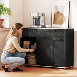 Sideboard Buffet Cabinet, Modern 40" Coffee Bar Cabinet with Wide Drawer, 3 Doors and 2 Adjustable Shelves – view 6