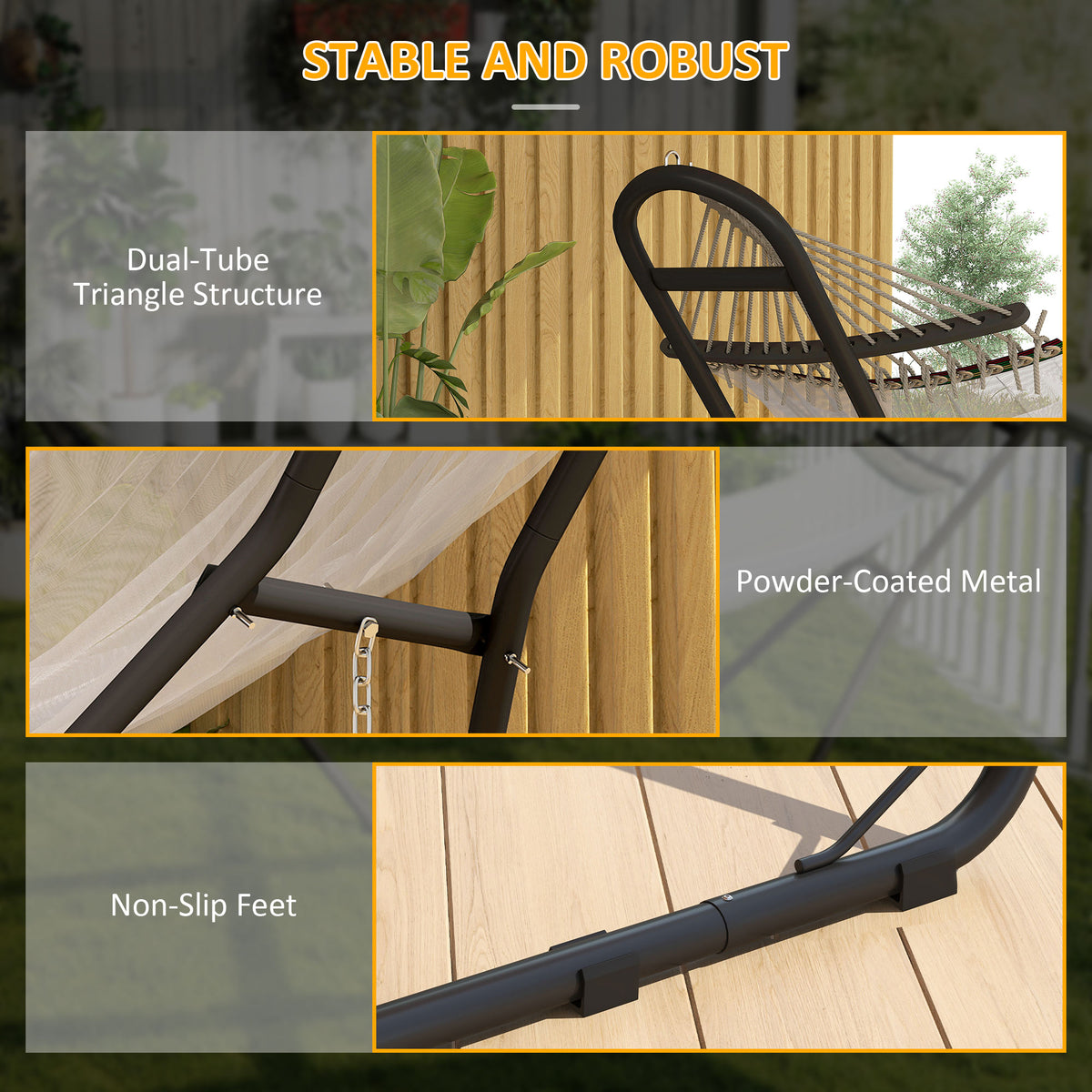 Hammock Stand with Adjustable Height Steel Frame for 0.8" -1.2" Person 109.4" Black