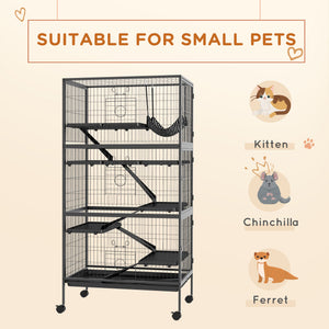 5-Tier Rolling Small Animal Cage, Deluxe Guinea Pig Cage, Ferret Cage for Mink Chinchilla Kitten Rabbit – view 24