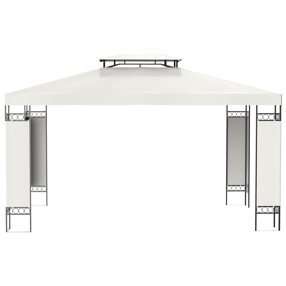 10' x 13' Outdoor Gazebo, Double Roof Patio Gazebo Canopy Shelter with Screen Decorate Corner Frame, White – view 6